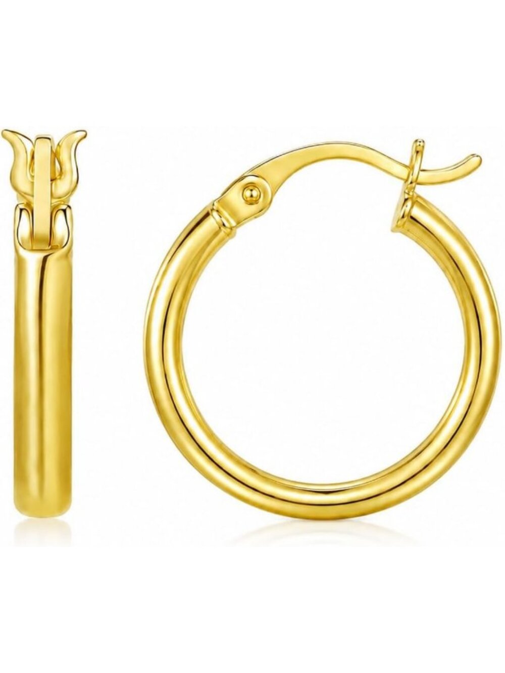 Elegant 14K Yellow Gold Hoop Earrings - Lightweight, Secure Click-Top, Daily
